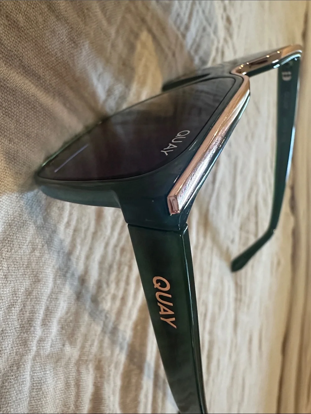 Quay Australia Oversized Square Sunglasses in Dark Green and Black Lenses